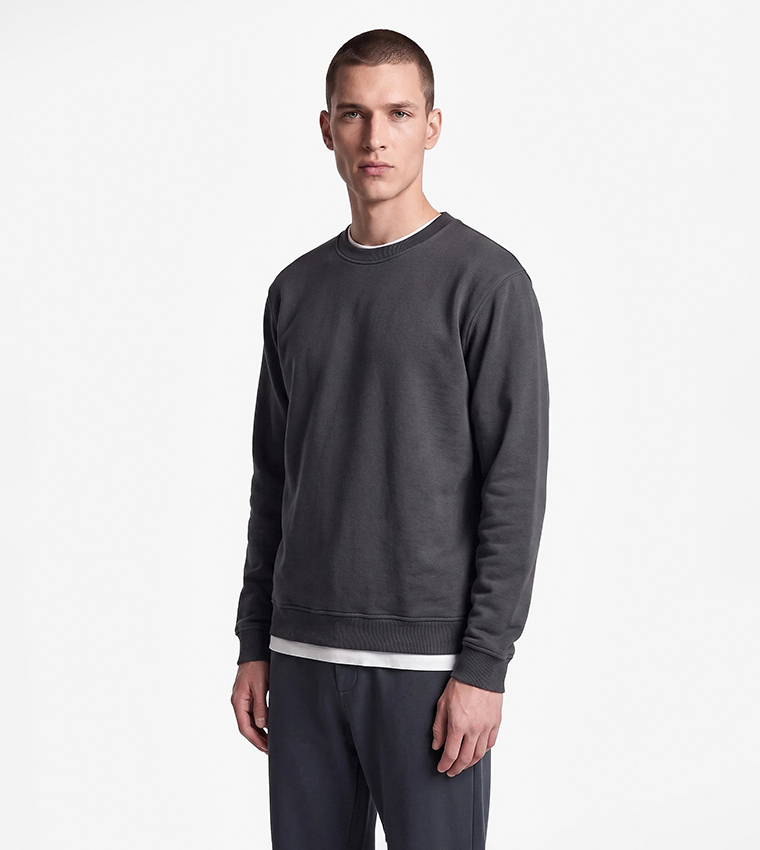 Solid Crew Neck Sweatshirt