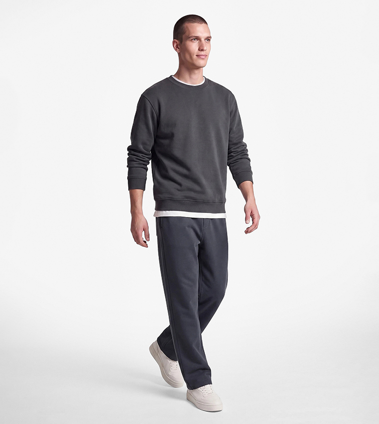 Solid Crew Neck Sweatshirt