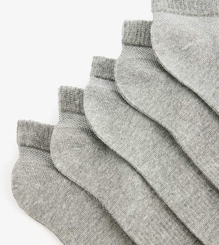 5-Pack Solid Ankle Socks