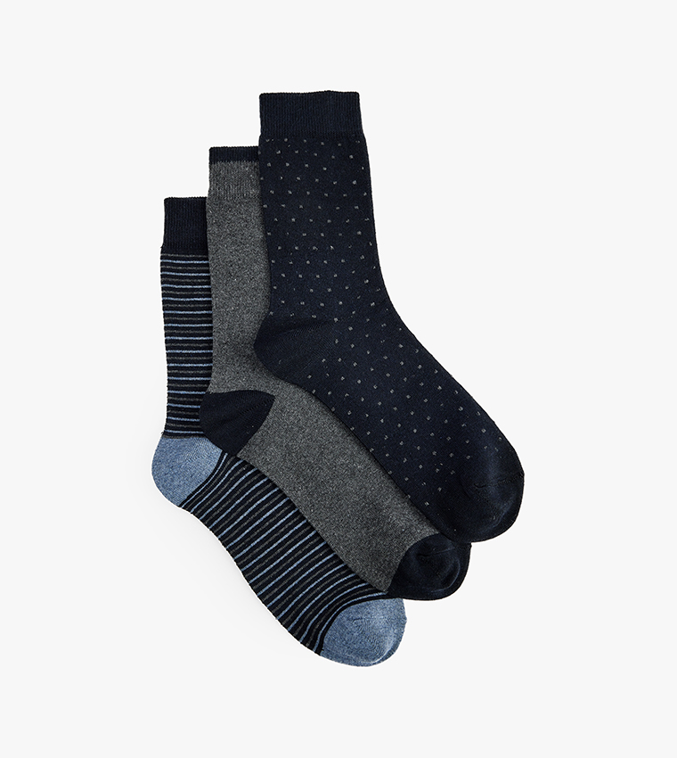 3-Pack Striped Crew Socks