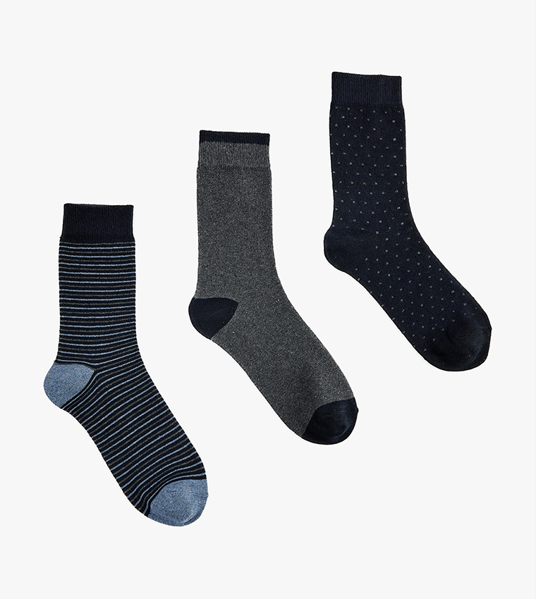 3-Pack Striped Crew Socks