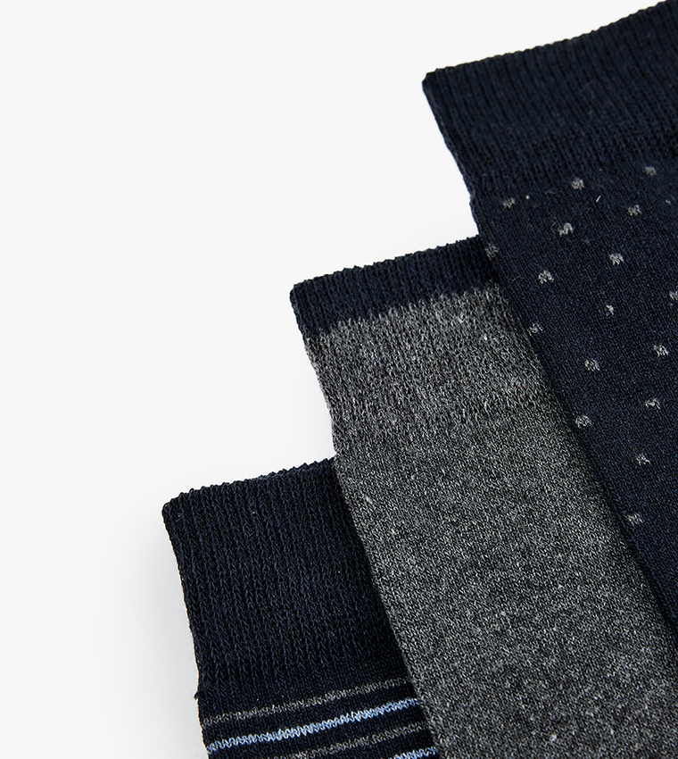3-Pack Striped Crew Socks