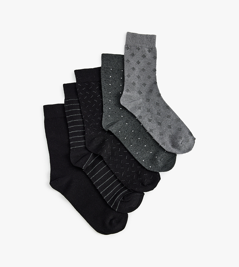 5-Pack Patterned Crew Socks