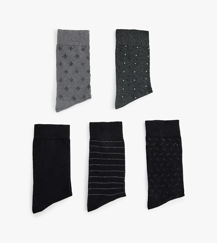 5-Pack Patterned Crew Socks