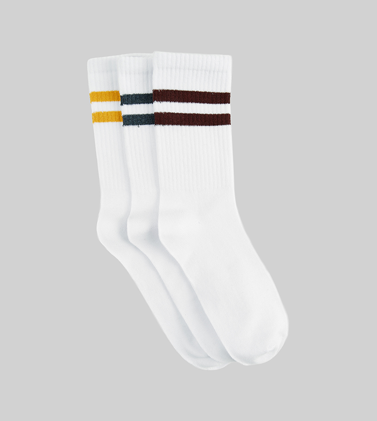 3-Pack Striped Crew Socks
