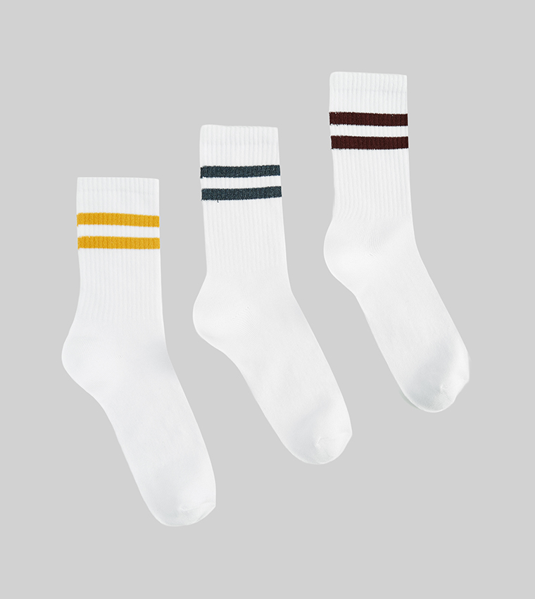3-Pack Striped Crew Socks