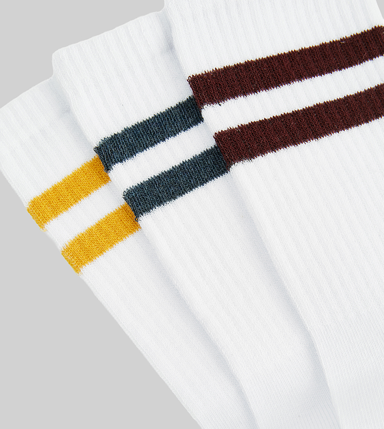 3-Pack Striped Crew Socks