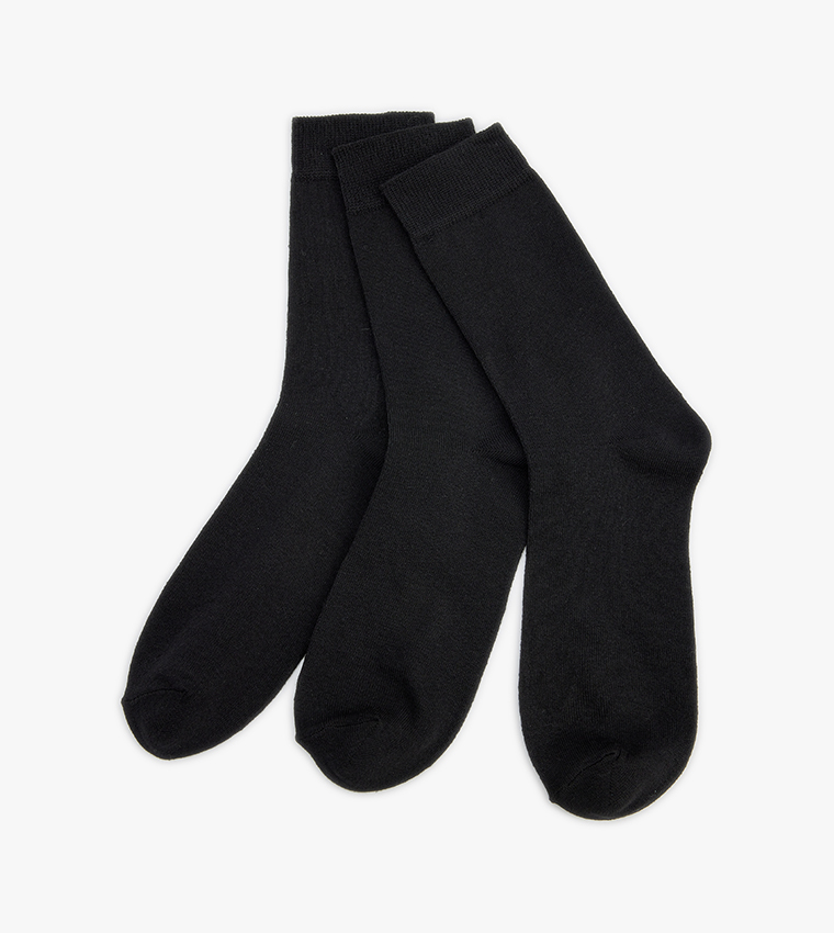 3-Pack Solid Crew Socks