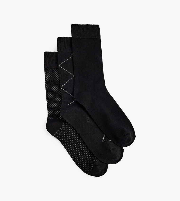 3-Pack Patterned Crew Socks