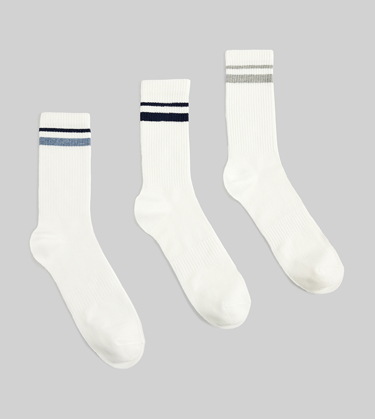 3-Pack Striped Crew Socks