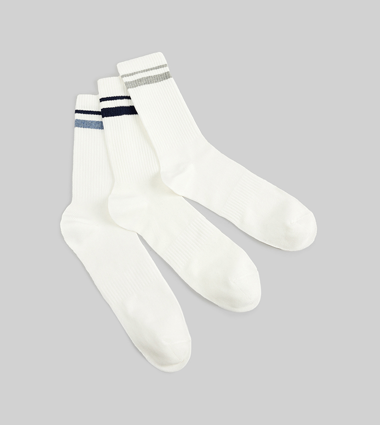 3-Pack Striped Crew Socks