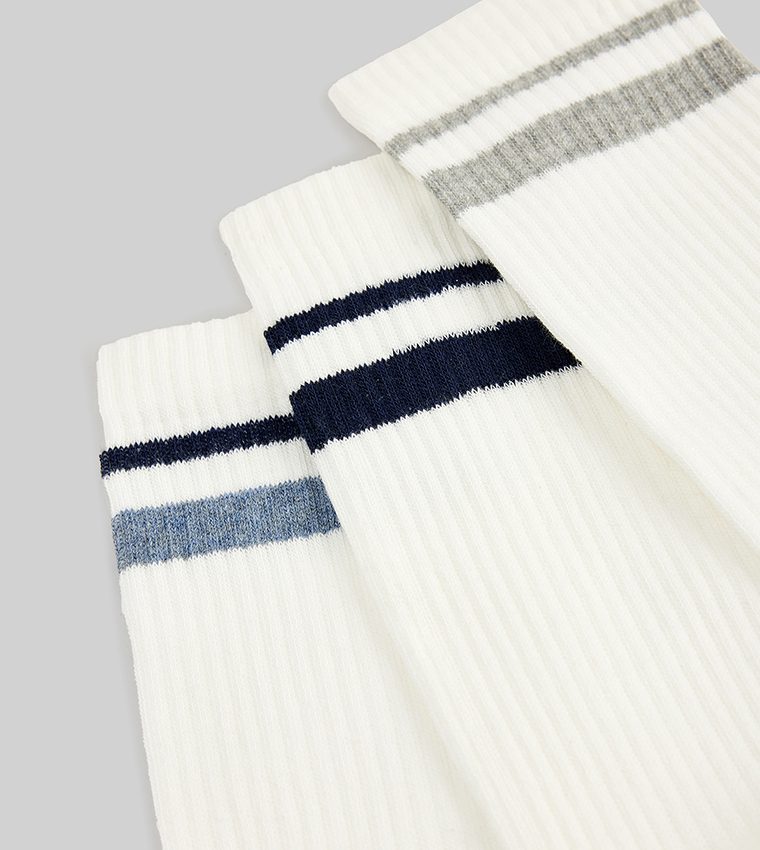 3-Pack Striped Crew Socks