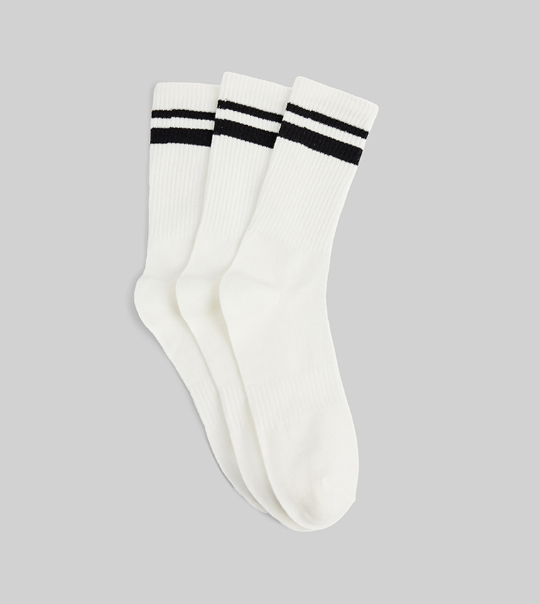 3-Pack Striped Crew Socks
