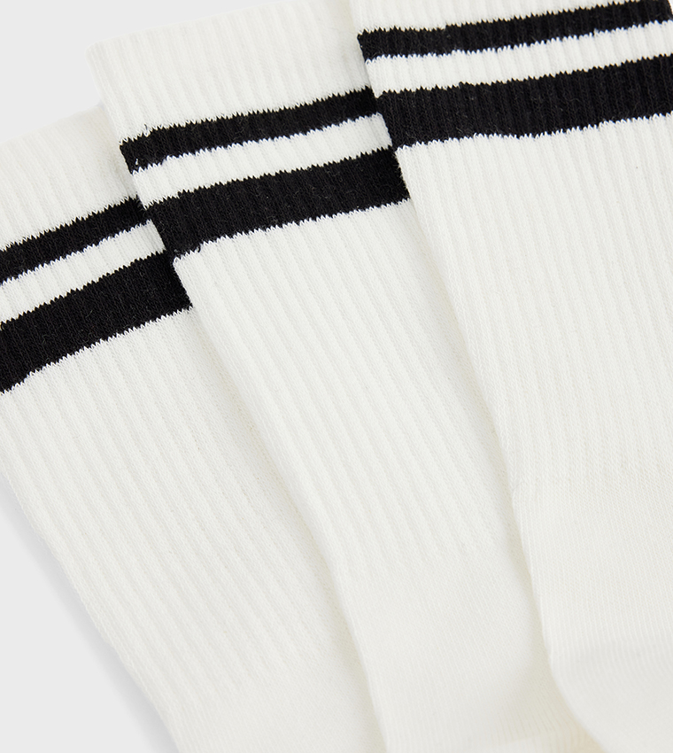 3-Pack Striped Crew Socks