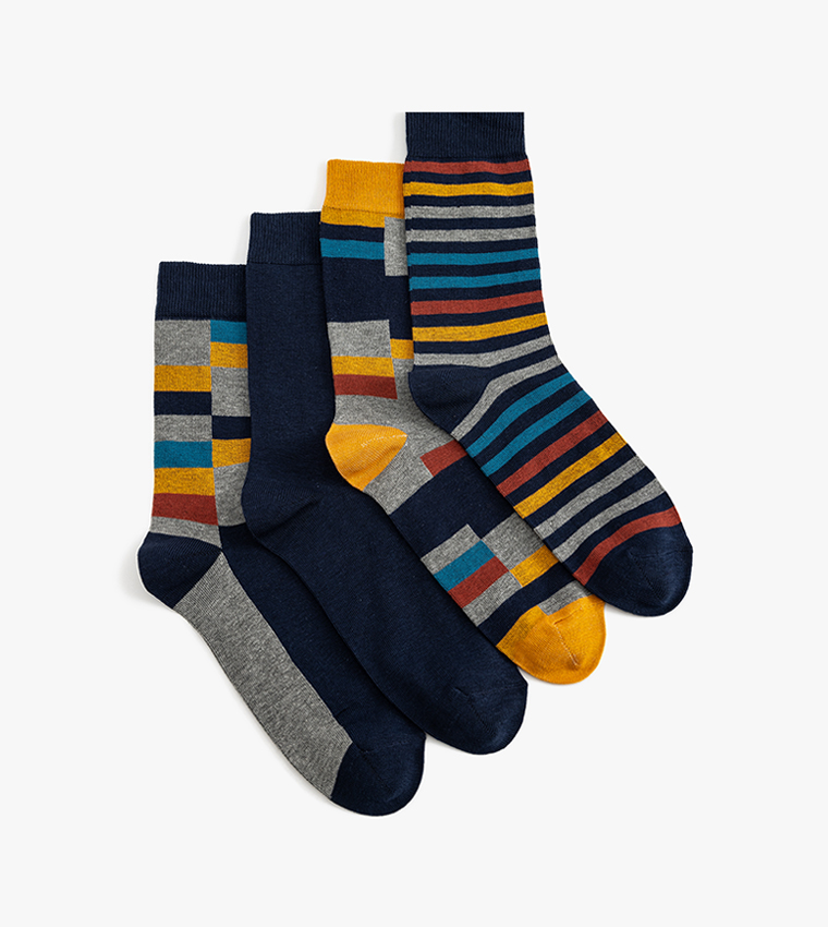 4-Pack Geometric Pattern Crew Socks