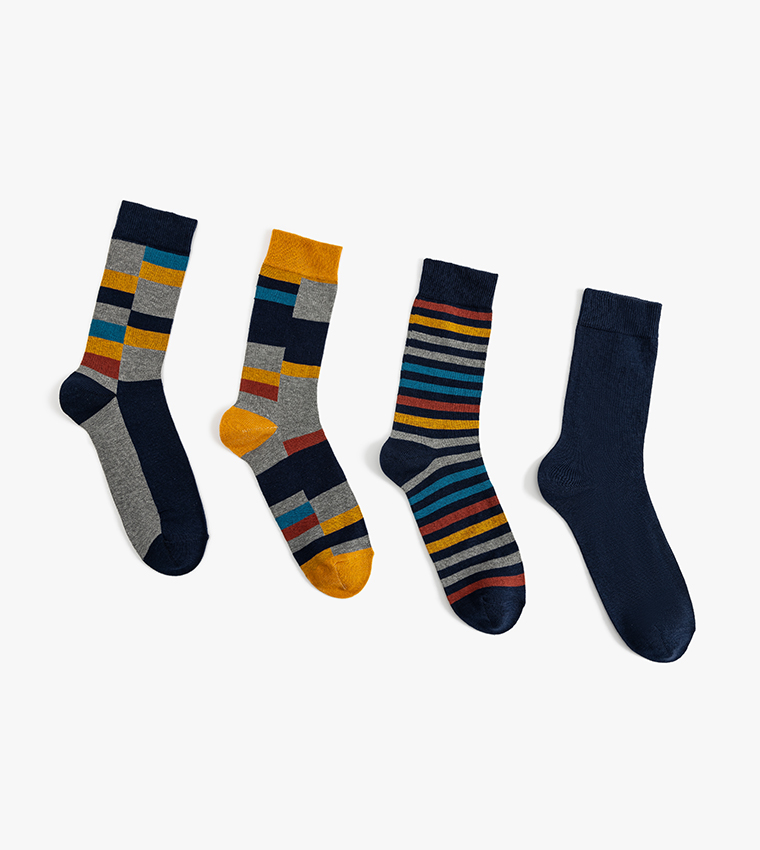 4-Pack Geometric Pattern Crew Socks