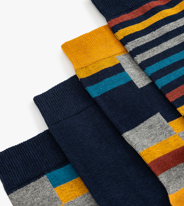 4-Pack Geometric Pattern Crew Socks
