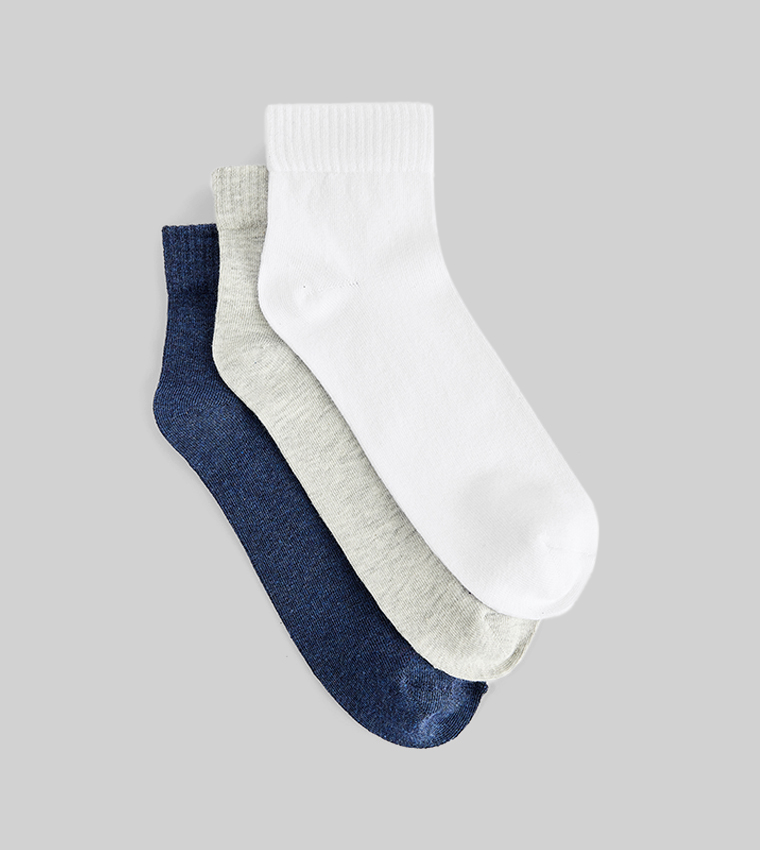 3-Pack Solid Ankle Socks