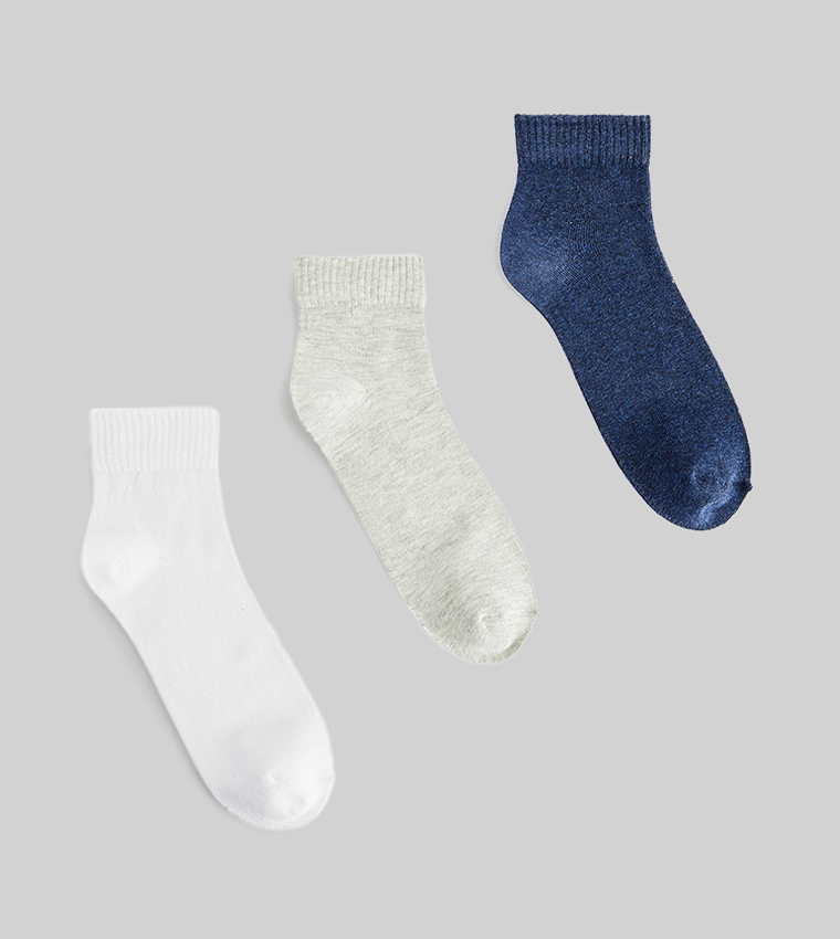 3-Pack Solid Ankle Socks