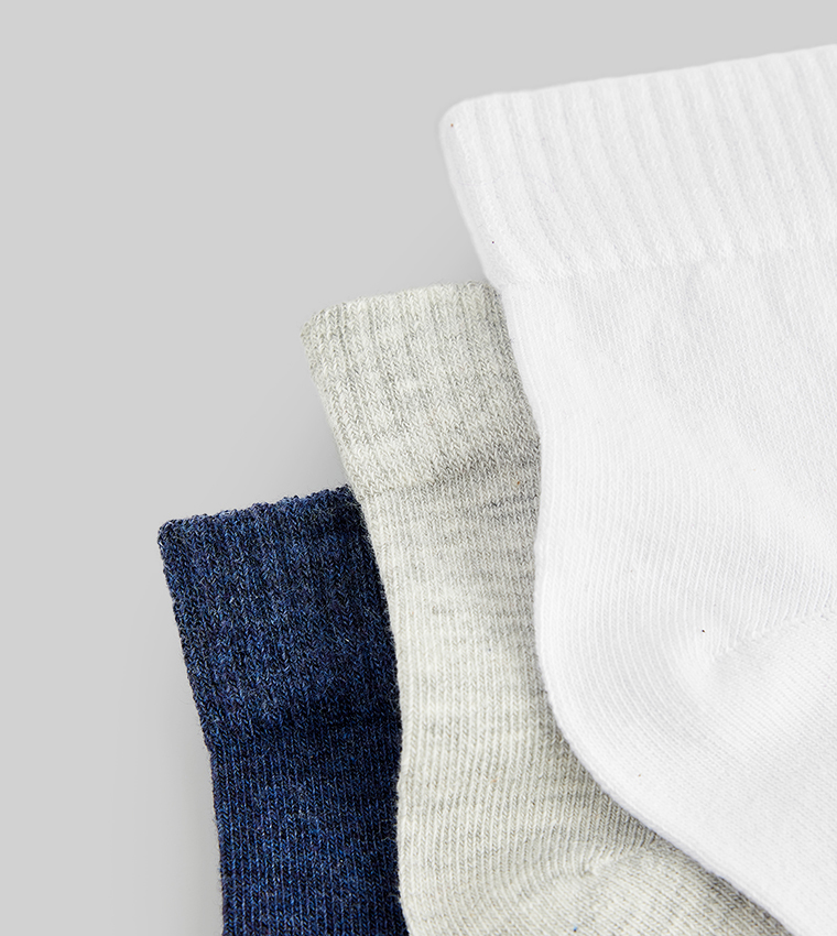 3-Pack Solid Ankle Socks