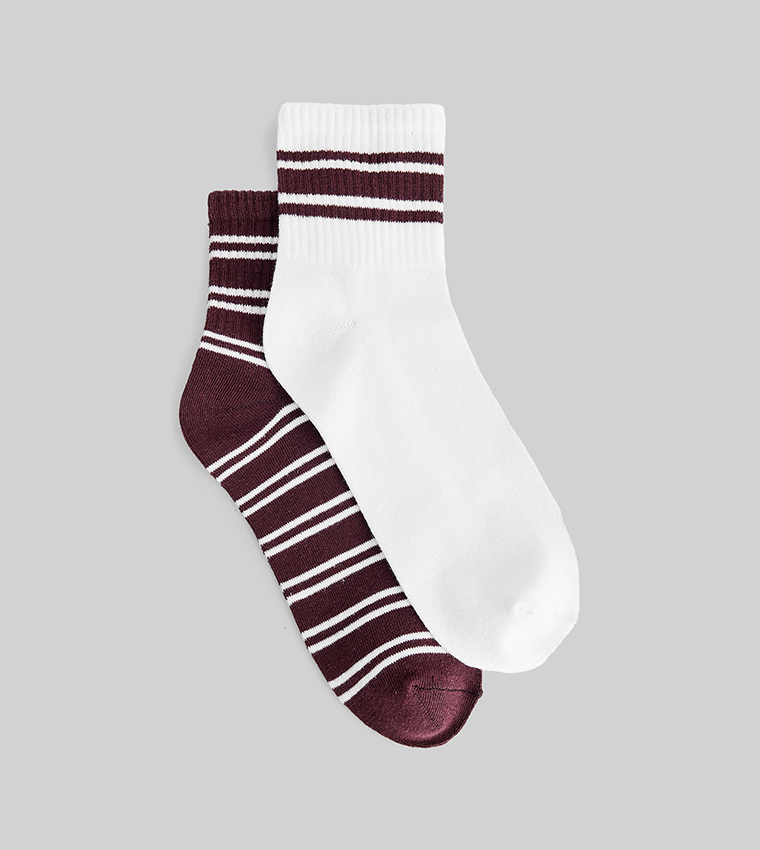 2-Pack Striped Ankle Socks