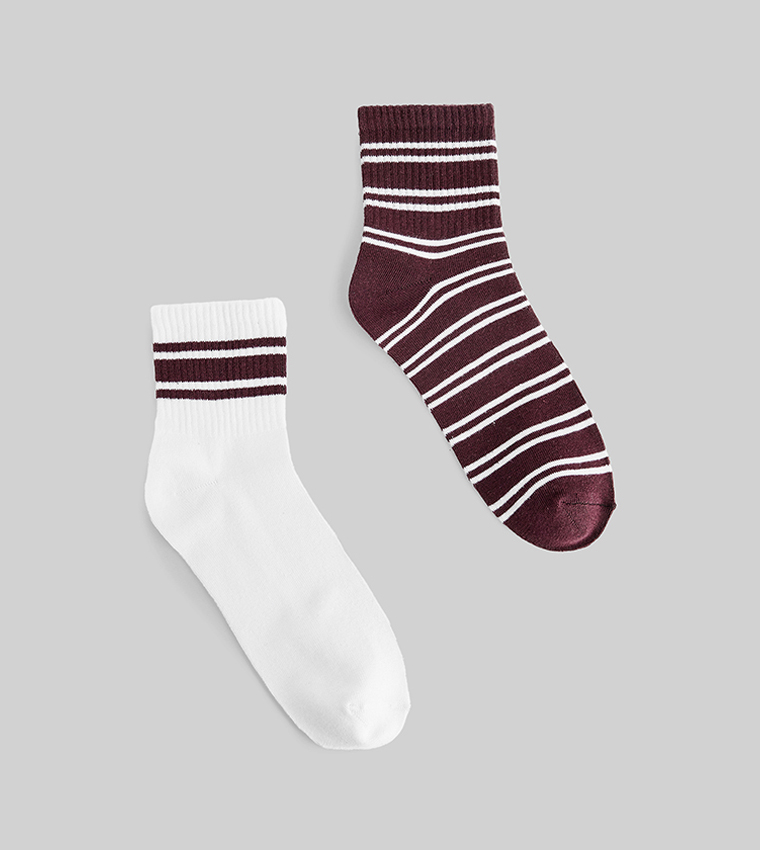 2-Pack Striped Ankle Socks