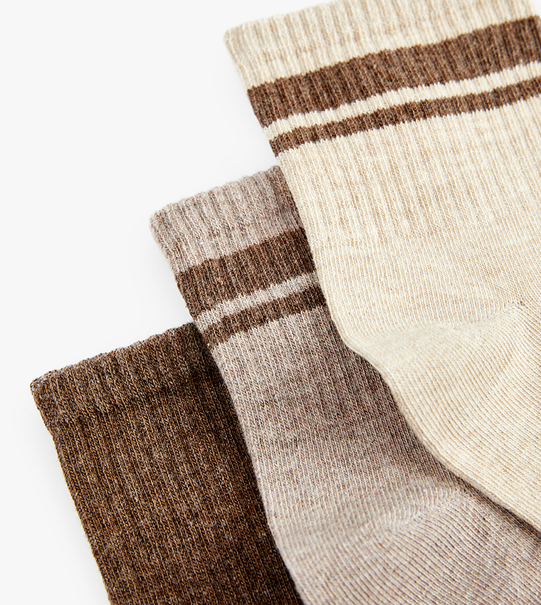 3-Pack Striped Ankle Socks