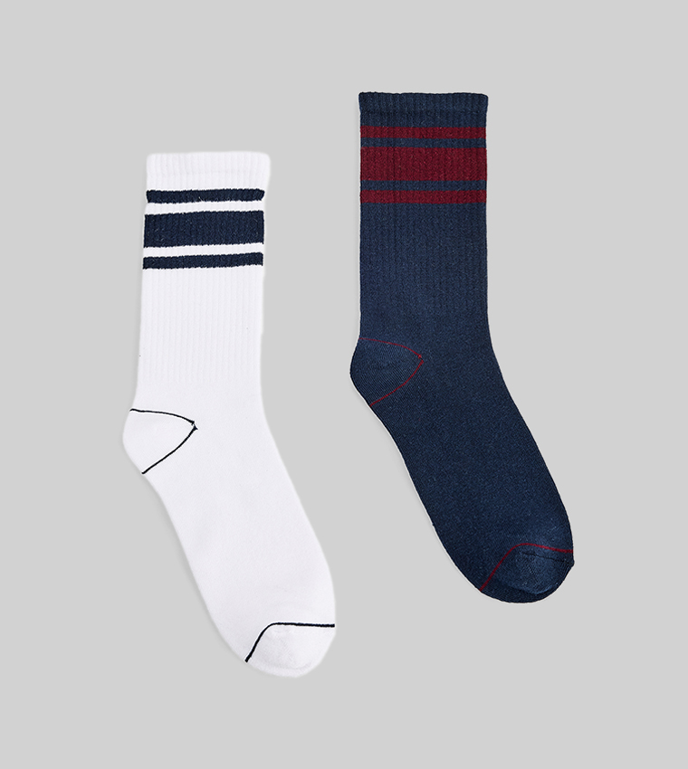 2-Pack Striped Crew Socks