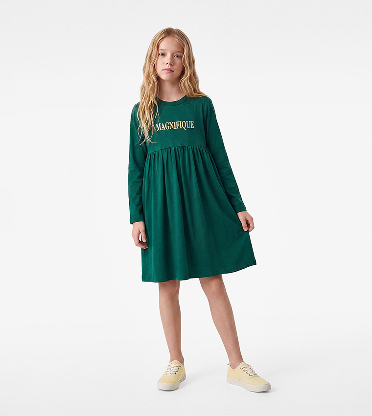 Typography Crew Neck Mini Dress