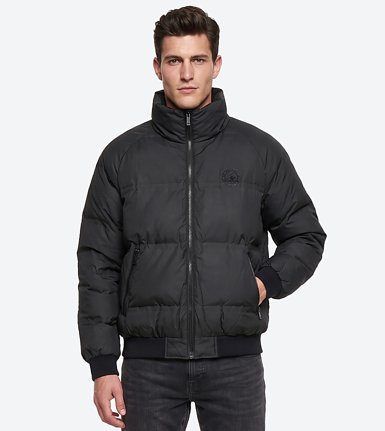 Solid Zip-Up Puffer Jacket