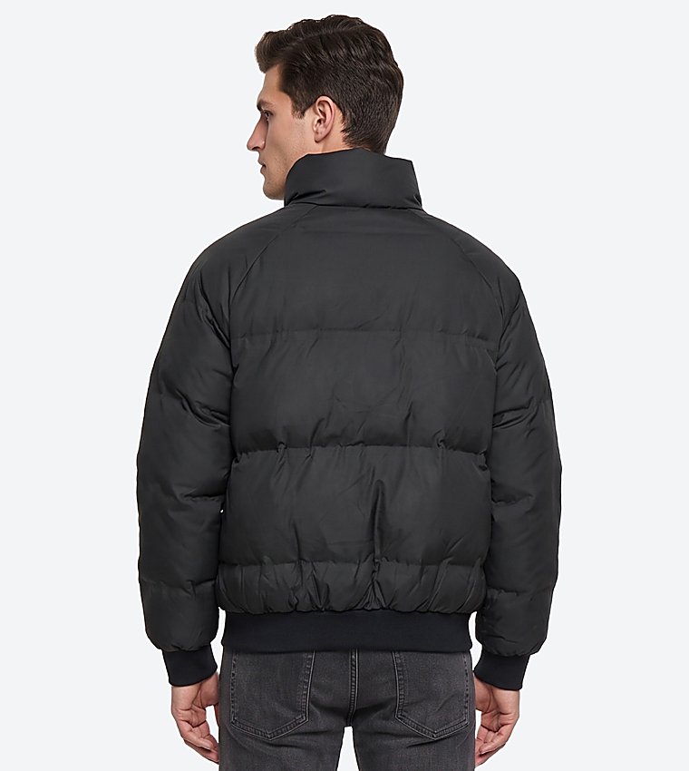 Solid Zip-Up Puffer Jacket