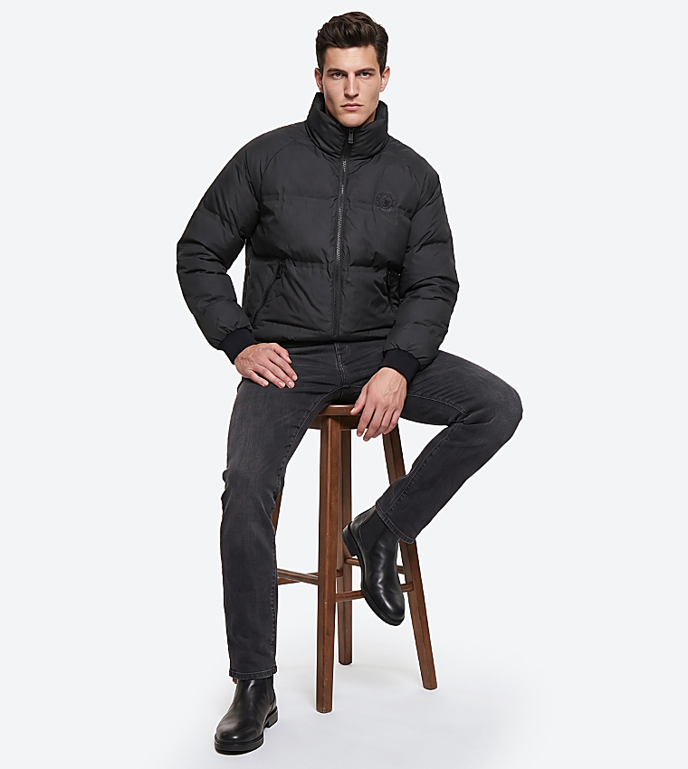 Solid Zip-Up Puffer Jacket