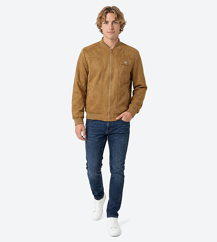 Solid Zip-Up Bomber Jacket