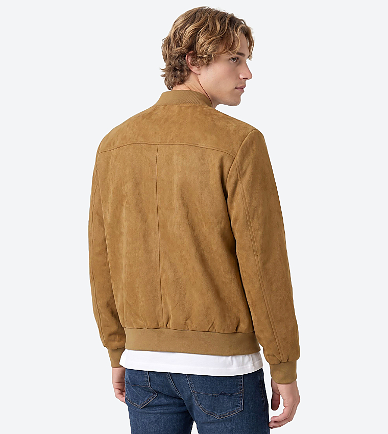 Solid Zip-Up Bomber Jacket