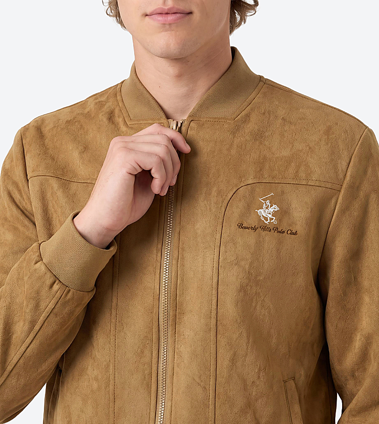 Solid Zip-Up Bomber Jacket