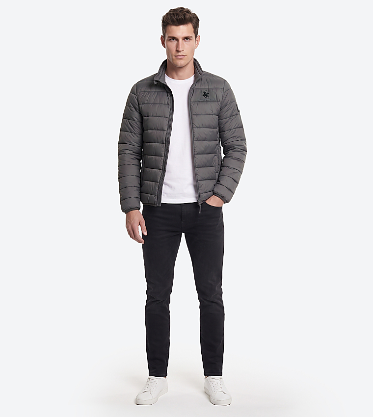 Solid Zip-Up Puffer Jacket