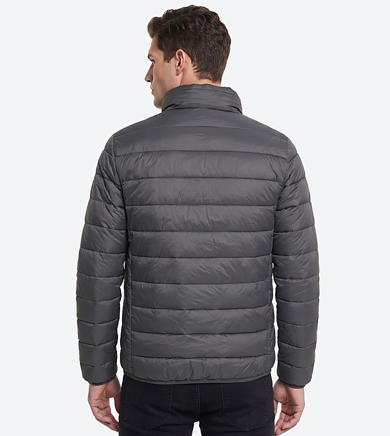 Solid Zip-Up Puffer Jacket