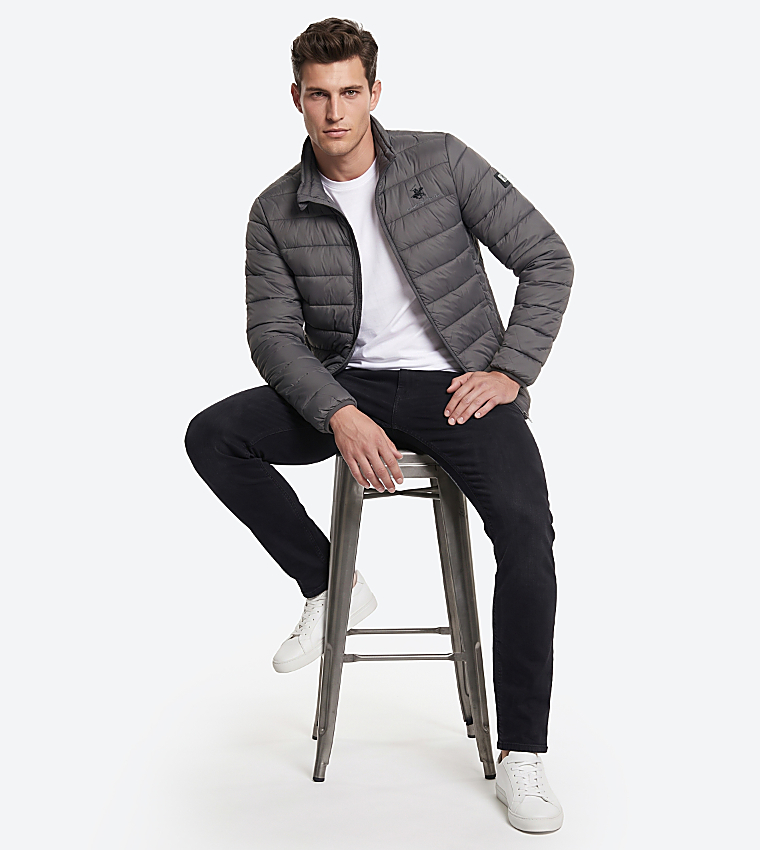 Solid Zip-Up Puffer Jacket