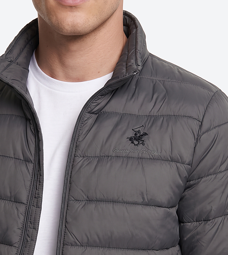 Solid Zip-Up Puffer Jacket