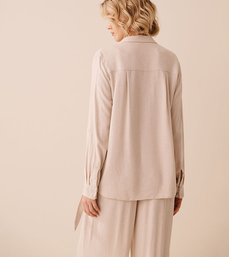 Linen Blend Button-Down Shirt