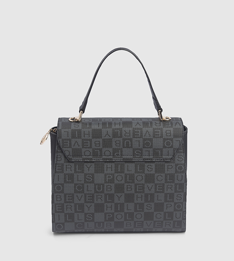Logo Patterned Top Handle Bag