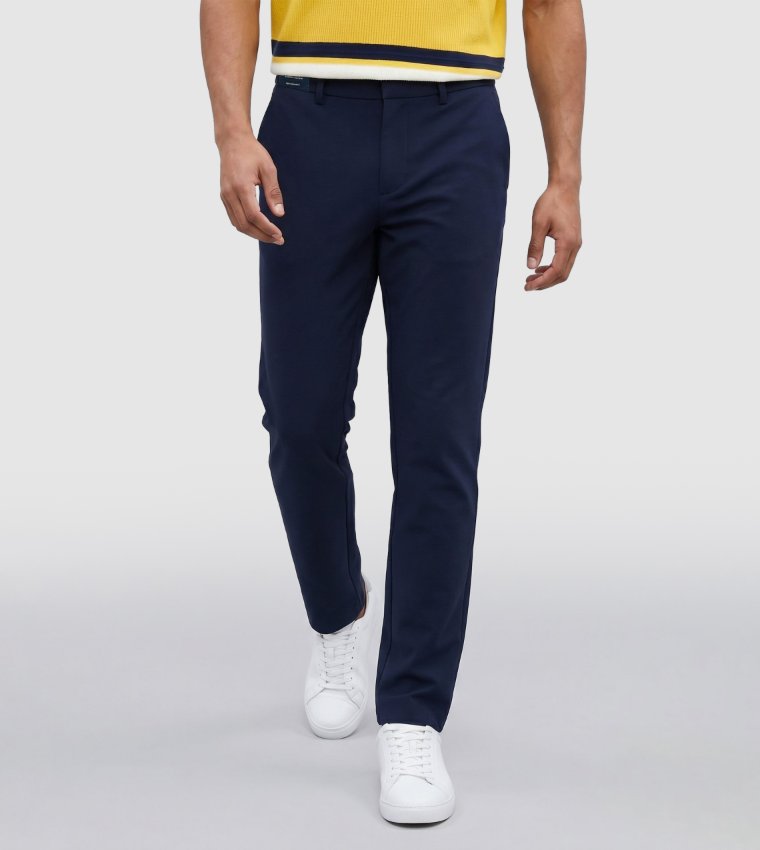 Solid Slim Fit Casual Pants