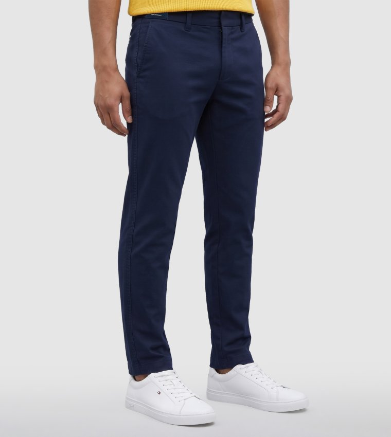 Solid Slim Fit Casual Pants
