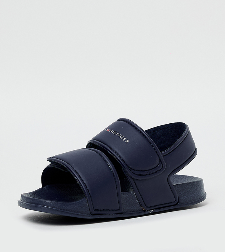 Logo Printed Velcro Closure Sandals