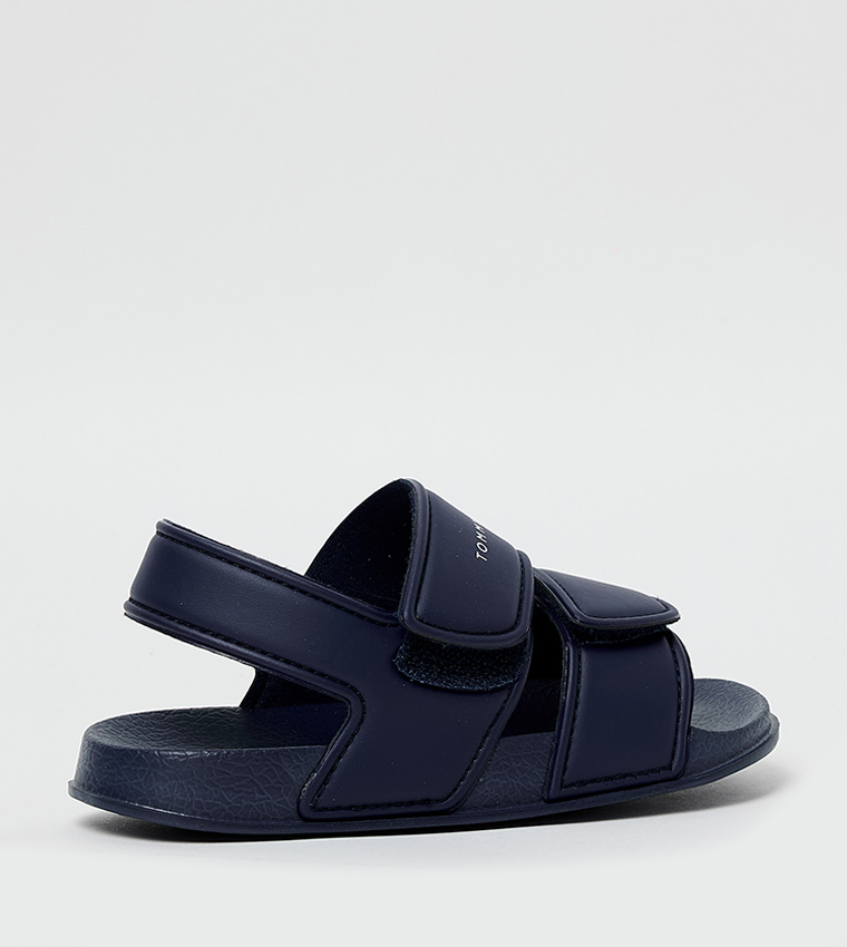Logo Printed Velcro Closure Sandals