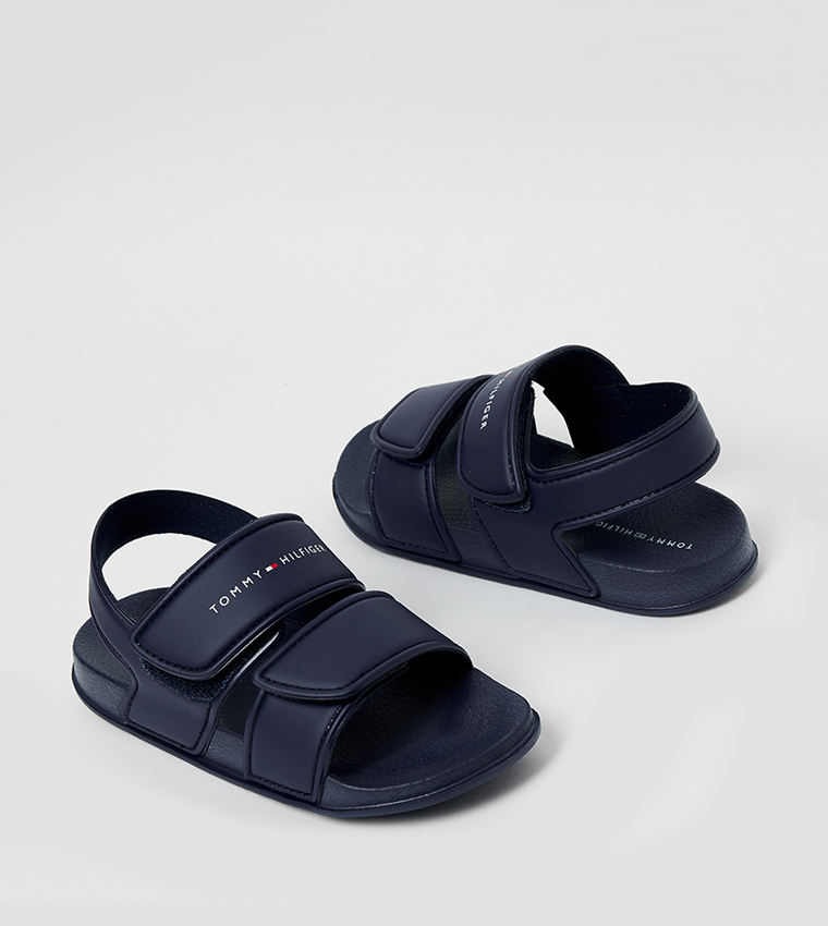 Logo Printed Velcro Closure Sandals
