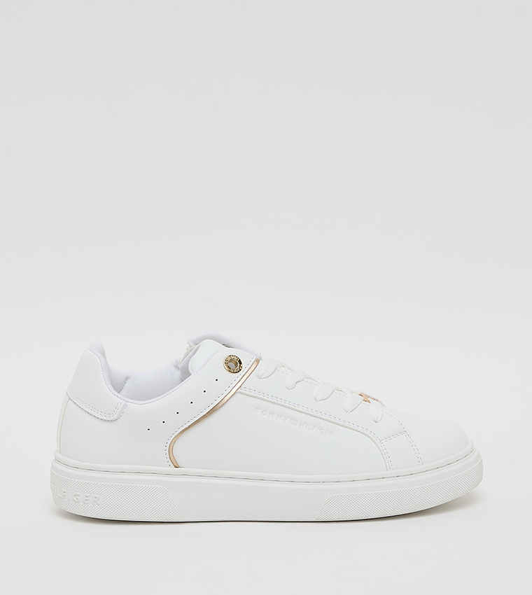 Contrast Detail Lace Up Low Top Sneakers