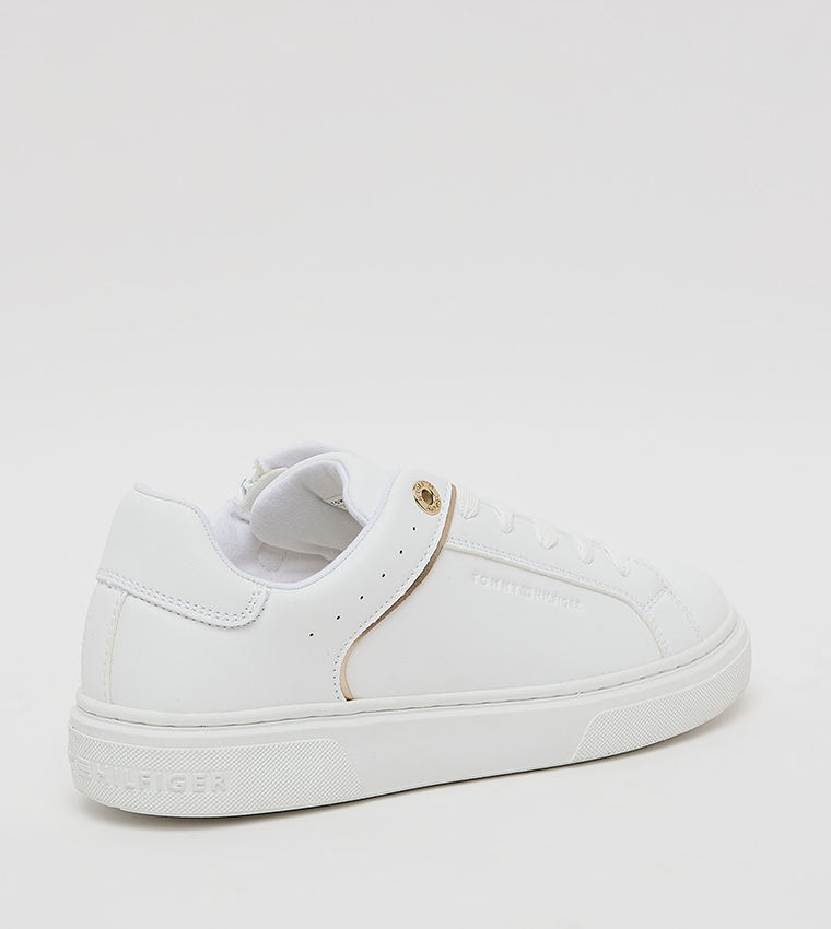 Contrast Detail Lace Up Low Top Sneakers