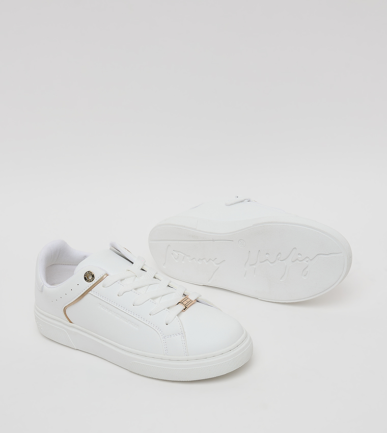 Contrast Detail Lace Up Low Top Sneakers