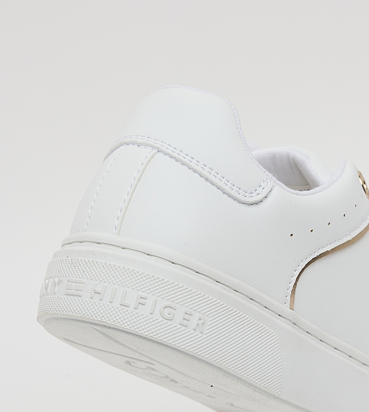 Contrast Detail Lace Up Low Top Sneakers